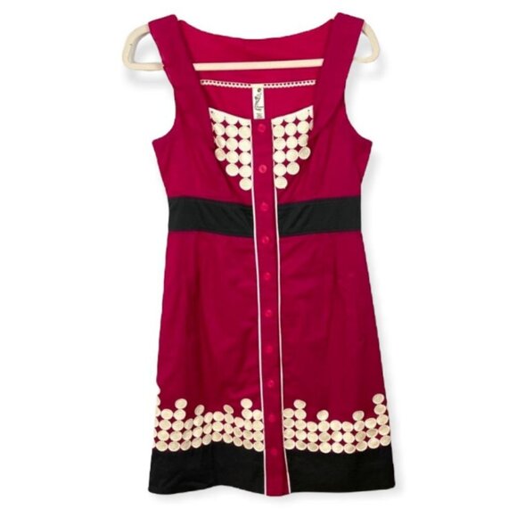 Anthropologie Floreat Sweet As Pie Dot Dress Pink Size 4 Dot Applique Mini‎ Boho - Picture 2 of 7